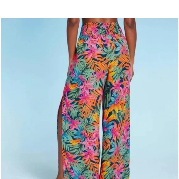 Shade & Shore Multicolor Tropical Wide-Leg Pants - Picture 4 of 7